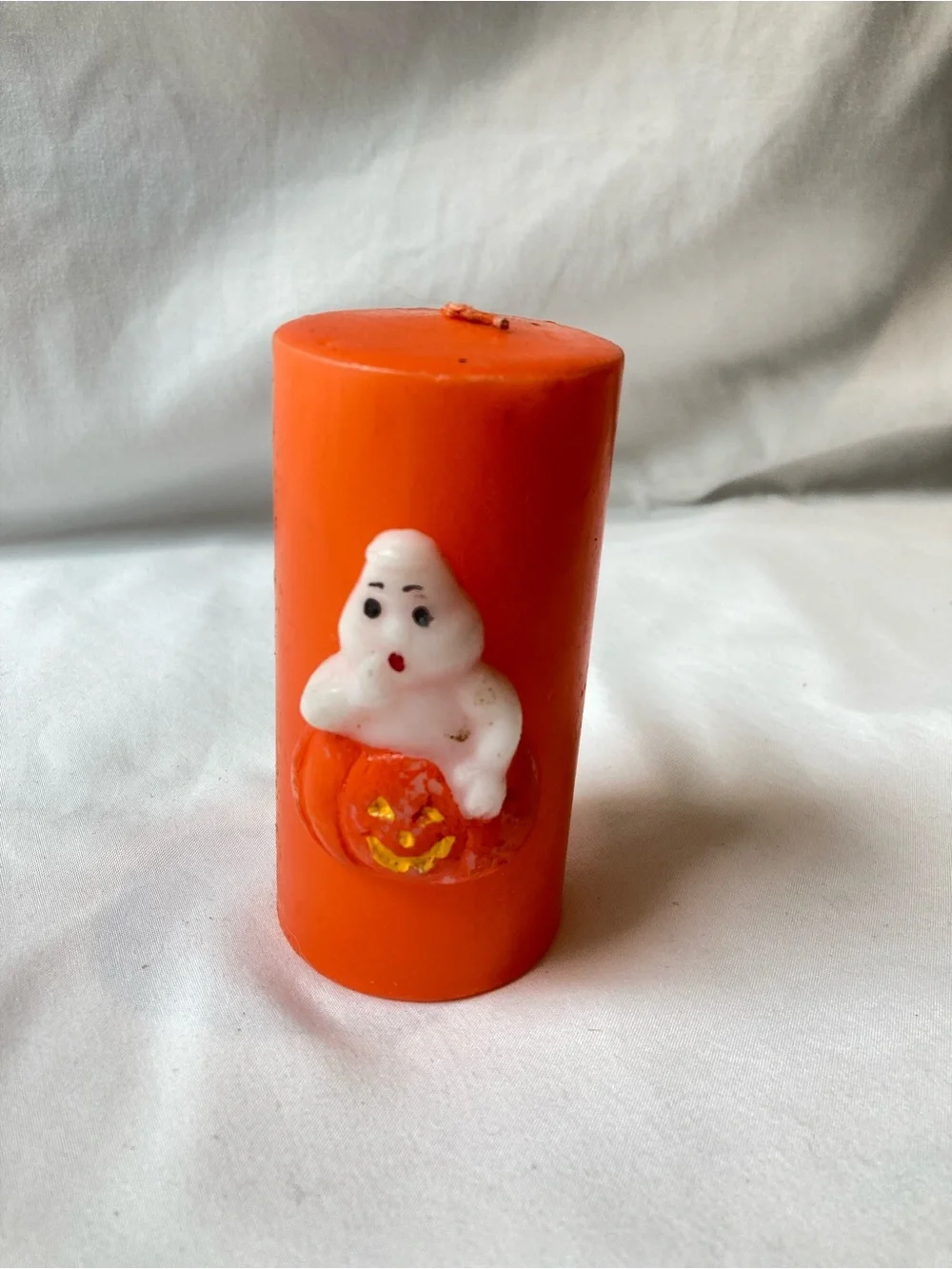 Vintage Halloween Candle Unburned Ghost Pumpkin Designs 80s 90s Decor Spooky VTG